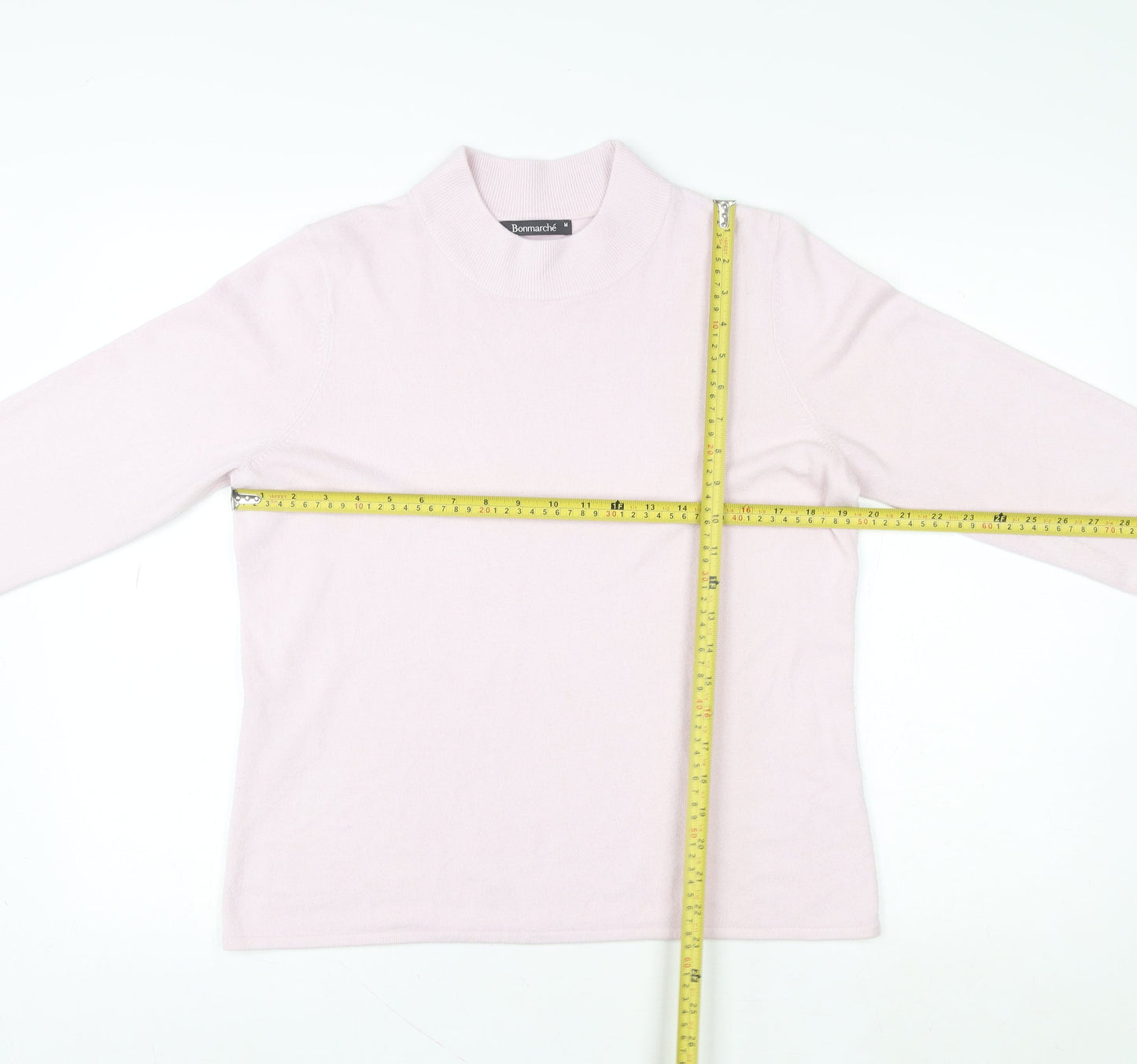 Bonmarché Women Pink Acrylic Pullover Sweatshirt M Roll Neck
