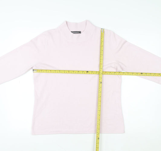 Bonmarché Women Pink Acrylic Pullover Sweatshirt M Roll Neck