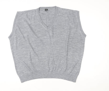 C&A Men Grey Wool Blend V-Neck Sleeveless Knit Jumper Vest XL