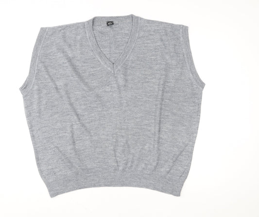 C&A Men Grey Wool Blend V-Neck Sleeveless Knit Jumper Vest XL