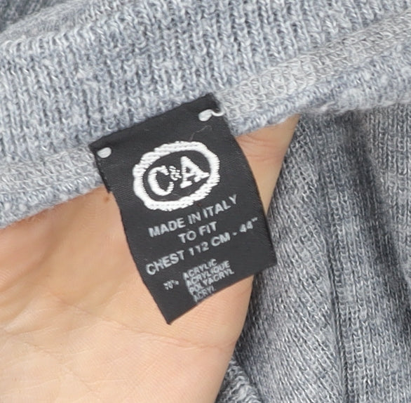 C&A Men Grey Wool Blend V-Neck Sleeveless Knit Jumper Vest XL