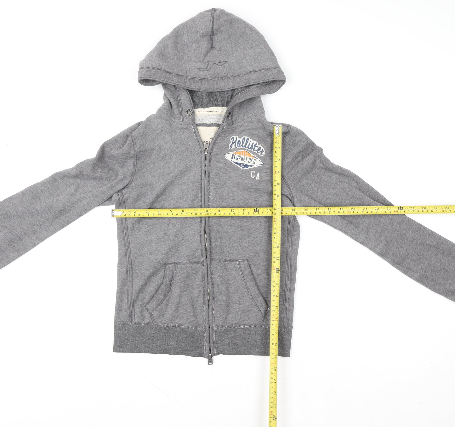 Hollister Women Grey Full Zip Hoodie Small Cotton Blend Casual