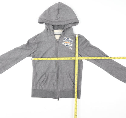 Hollister Women Grey Full Zip Hoodie Small Cotton Blend Casual