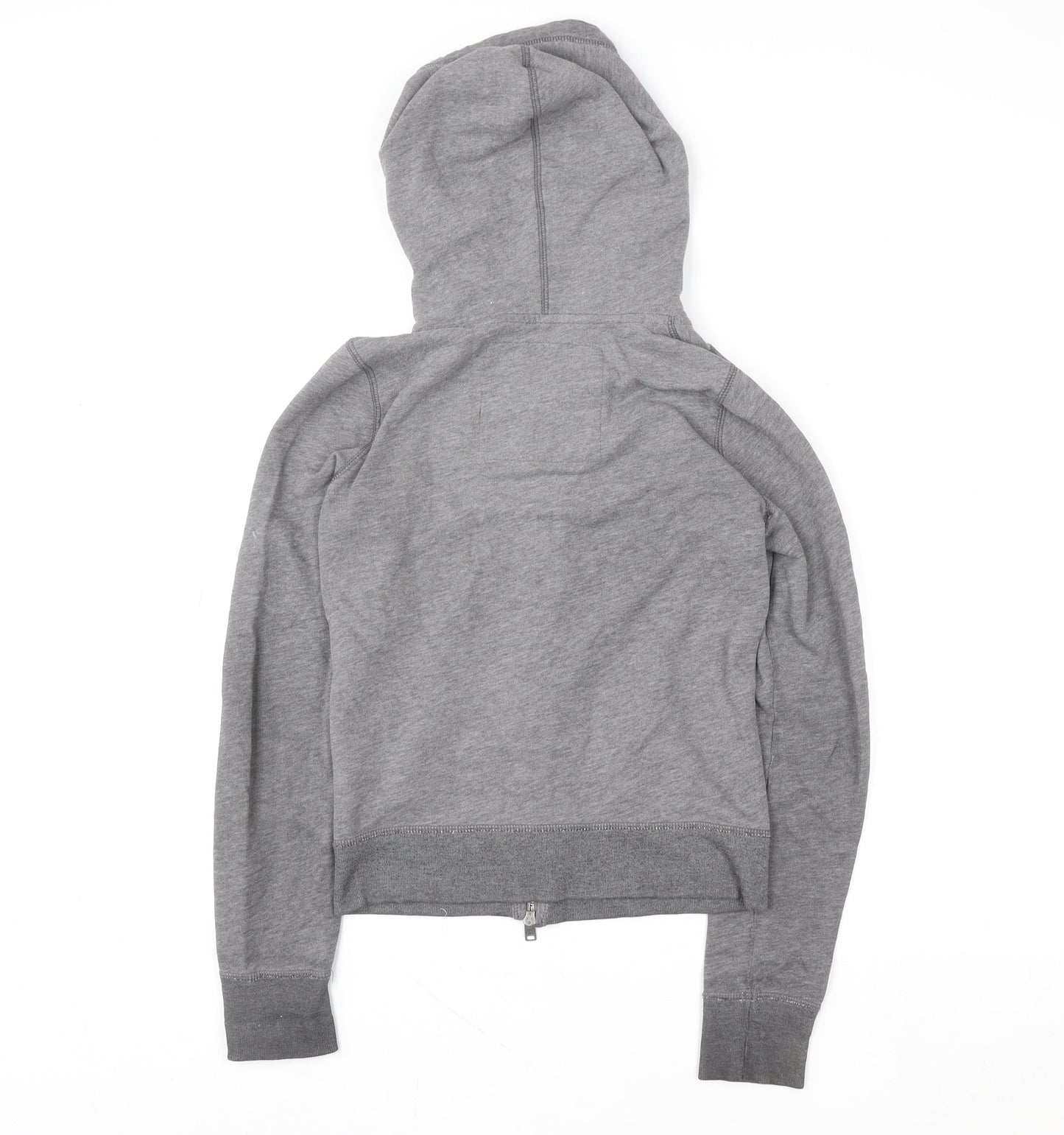 Hollister Women Grey Full Zip Hoodie Small Cotton Blend Casual