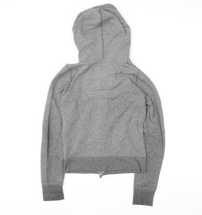 Hollister Women Grey Full Zip Hoodie Small Cotton Blend Casual