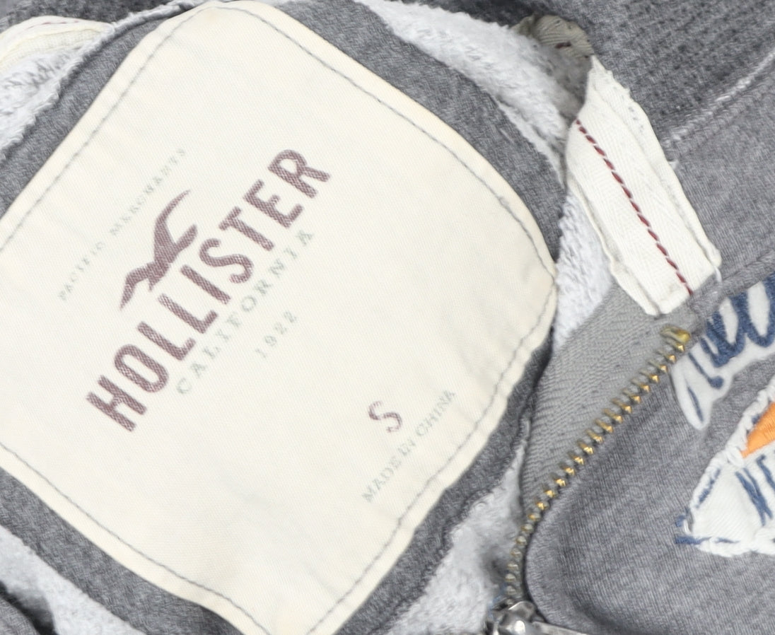 Hollister Women Grey Full Zip Hoodie Small Cotton Blend Casual