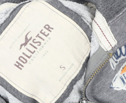 Hollister Women Grey Full Zip Hoodie Small Cotton Blend Casual