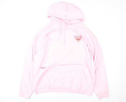 Unisex Adults UK Size L boohooMAN Pink Pullover Hoodie