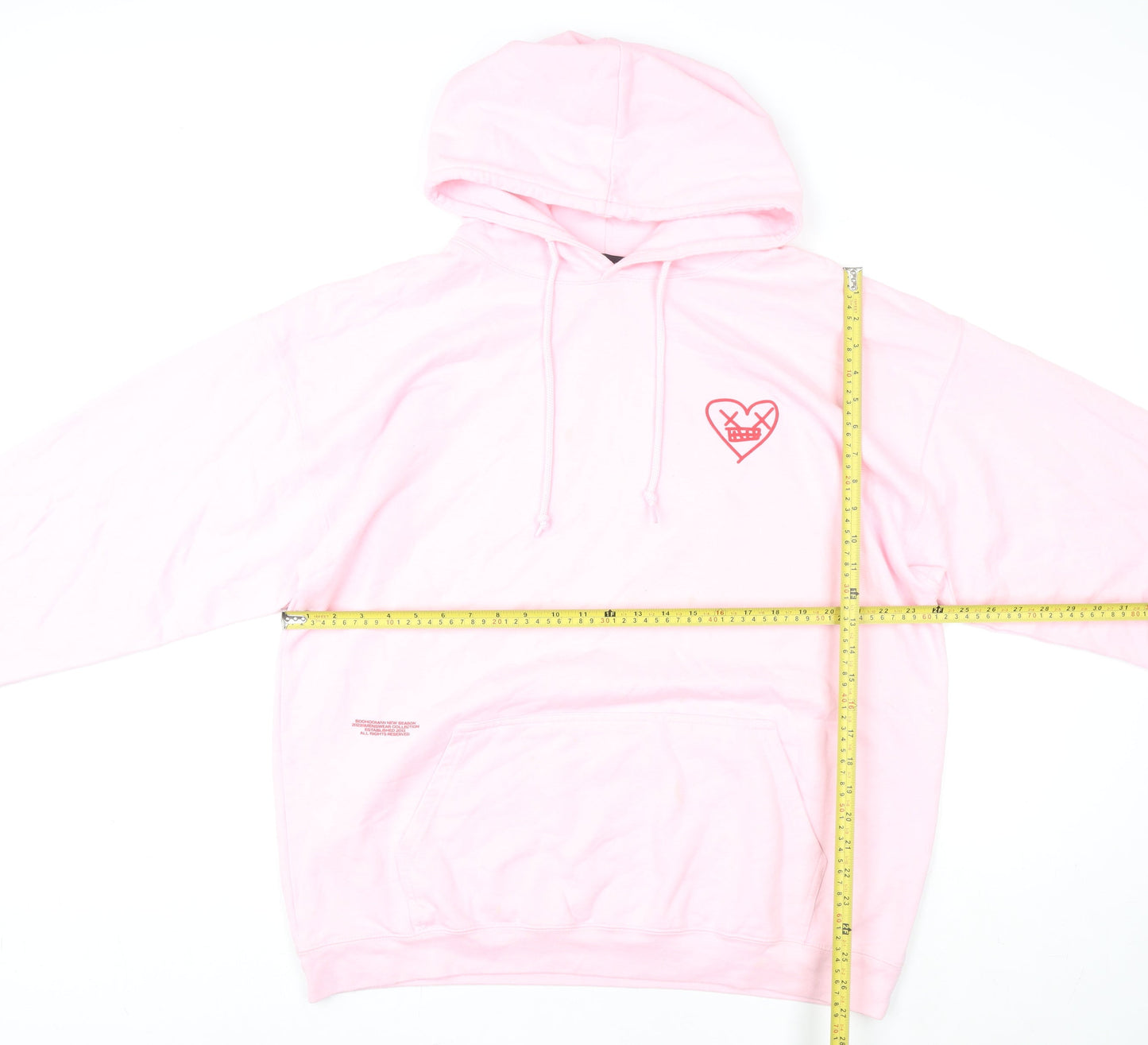 Unisex Adults UK Size L boohooMAN Pink Pullover Hoodie