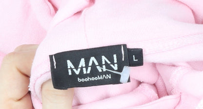Unisex Adults UK Size L boohooMAN Pink Pullover Hoodie
