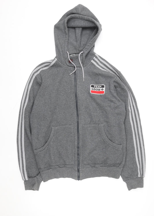 Mens UK Size M adidas Grey Full Zip Hoodie