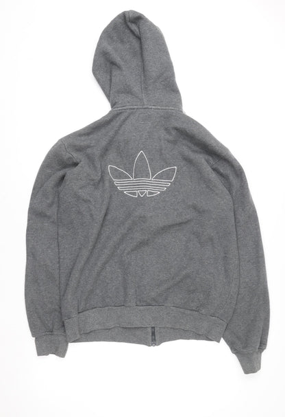 Mens UK Size M adidas Grey Full Zip Hoodie
