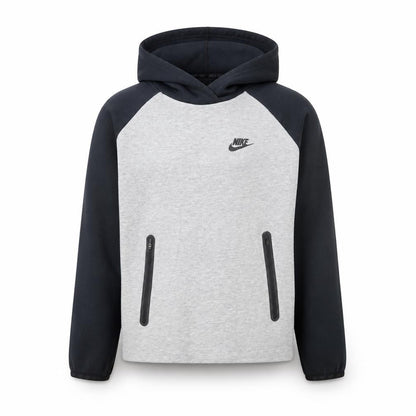 Front view of Nike boys’ grey & black pullover hoodie s regular fit logo sweatshirt