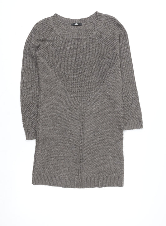 Marks and Spencer Women Brown Size 10 Wool Knit Long Sleeve Jumper Dress
