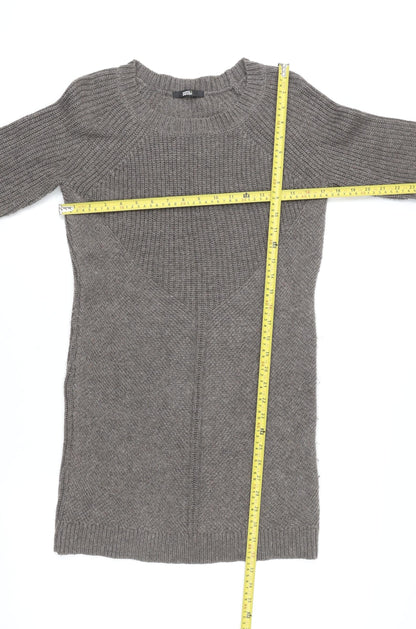 Marks and Spencer Women Brown Size 10 Wool Knit Long Sleeve Jumper Dress