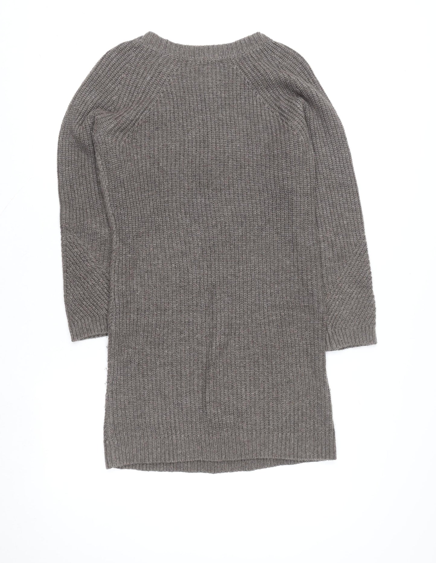 Marks and Spencer Women Brown Size 10 Wool Knit Long Sleeve Jumper Dress