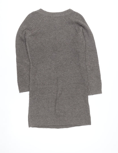 Marks and Spencer Women Brown Size 10 Wool Knit Long Sleeve Jumper Dress