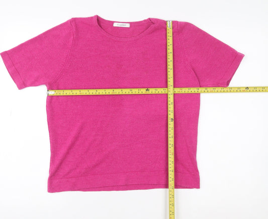 Womens UK Size 14 Marks and Spencer Pink Basic T-Shirt