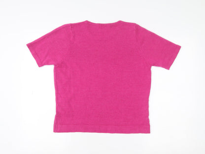 Womens UK Size 14 Marks and Spencer Pink Basic T-Shirt