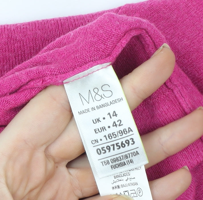 Womens UK Size 14 Marks and Spencer Pink Basic T-Shirt