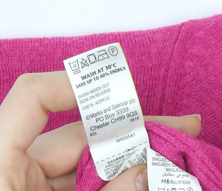 Womens UK Size 14 Marks and Spencer Pink Basic T-Shirt