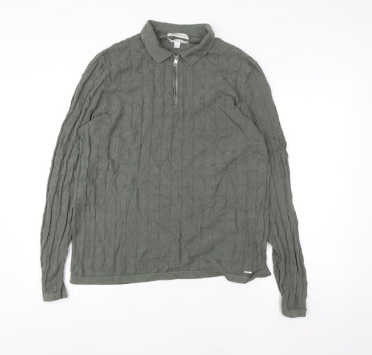 Mens UK Size XL Marks and Spencer Grey 1/2 Zip Sweatshirt