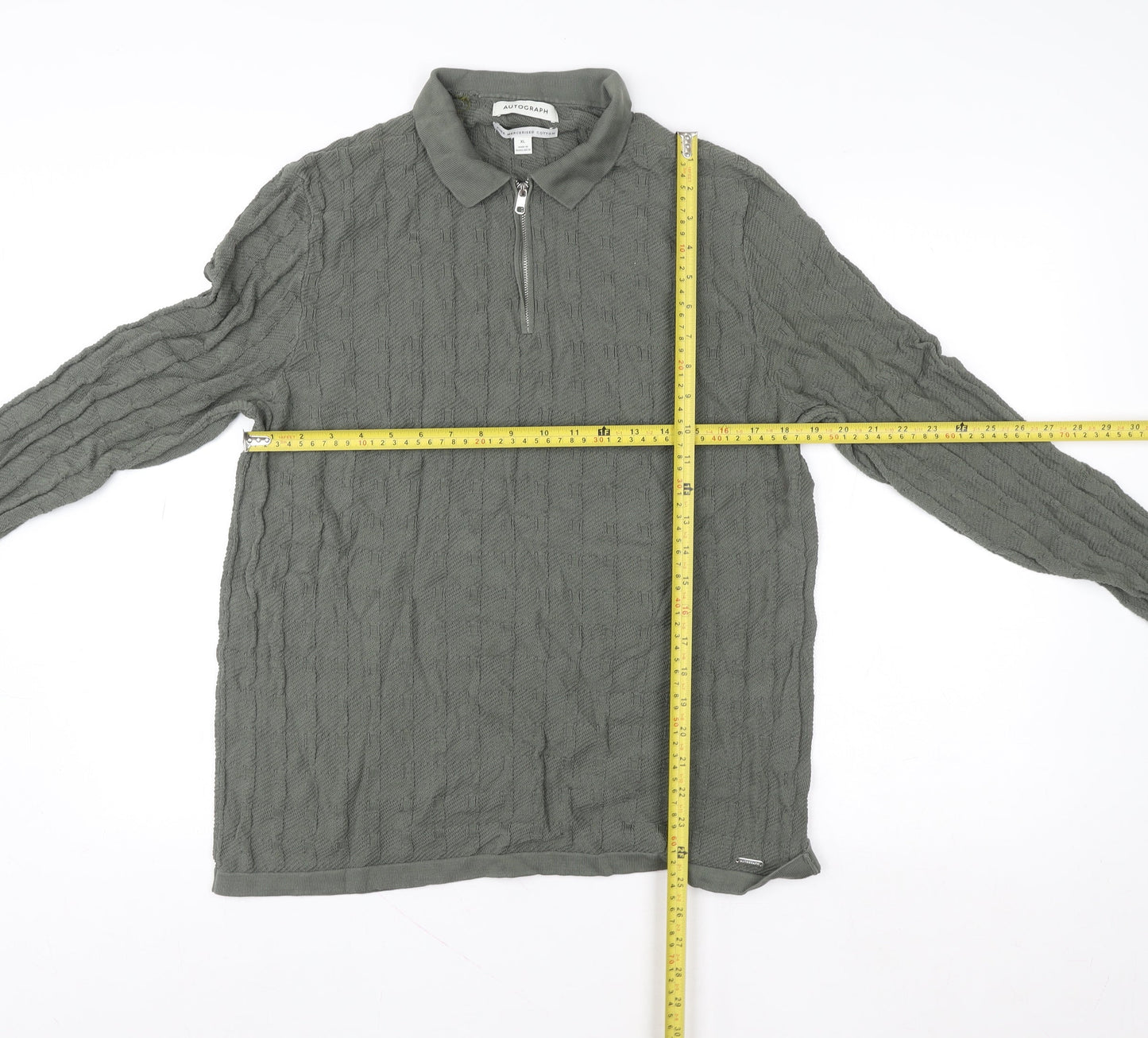 Mens UK Size XL Marks and Spencer Grey 1/2 Zip Sweatshirt