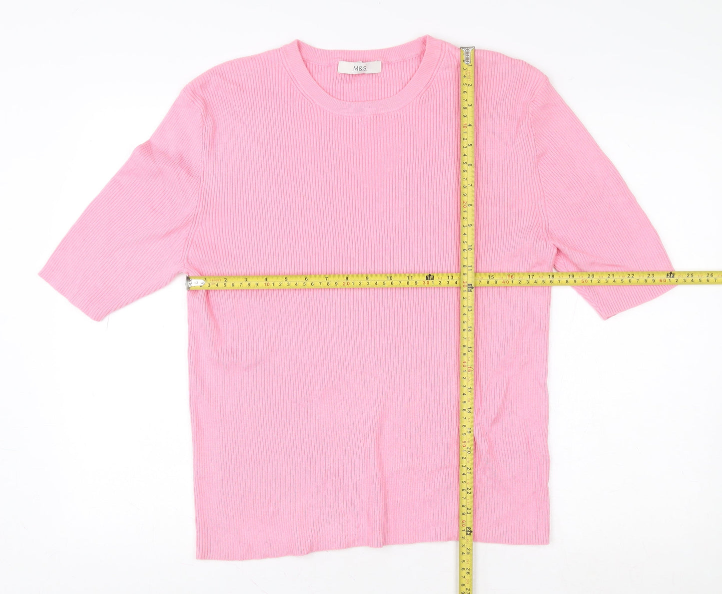 Womens UK Size XL Marks and Spencer Pink Basic T-Shirt