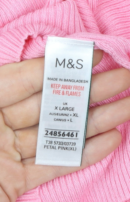 Womens UK Size XL Marks and Spencer Pink Basic T-Shirt