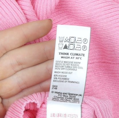 Womens UK Size XL Marks and Spencer Pink Basic T-Shirt