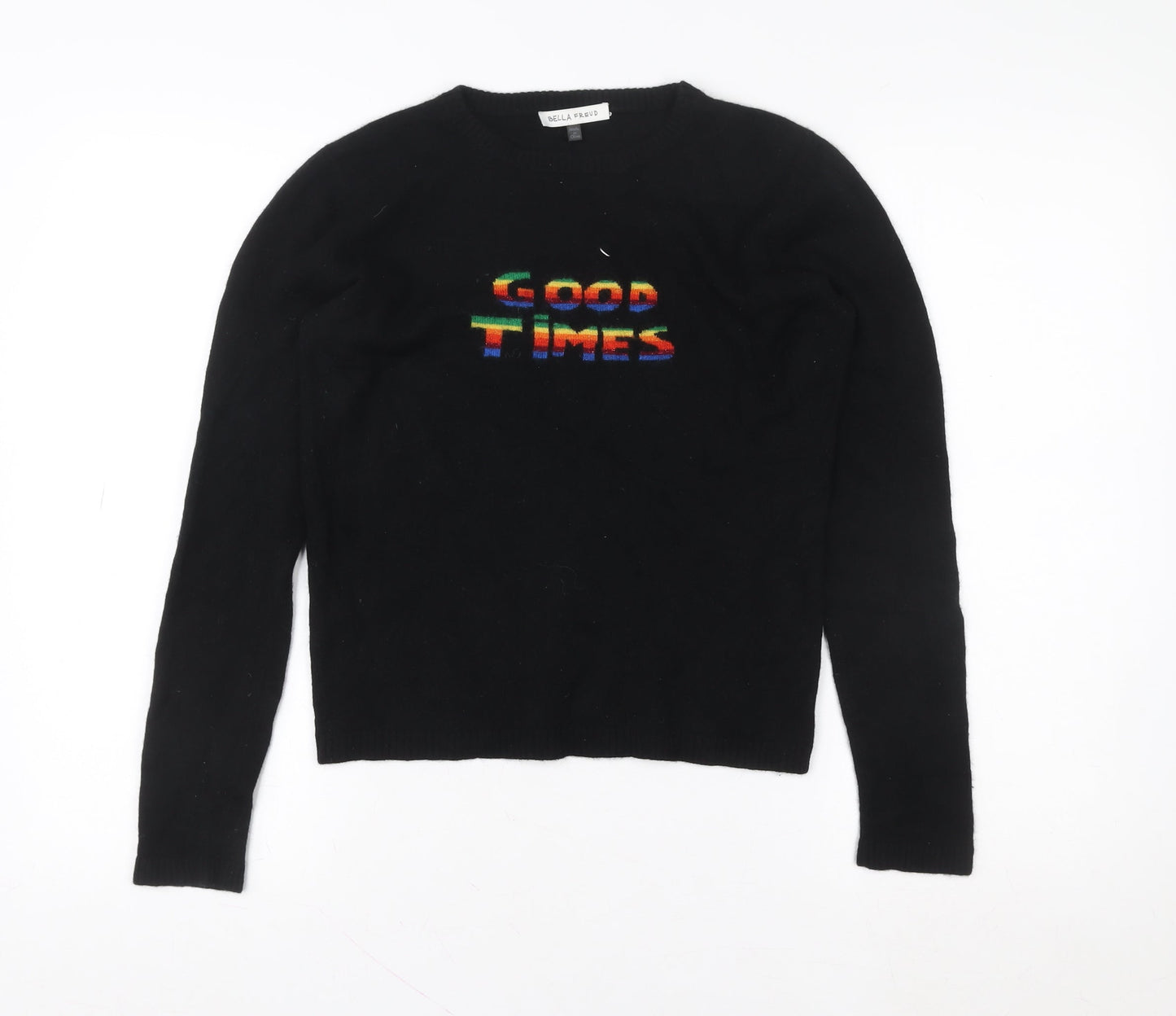Bella Freud Girls Black Wool Cashmere Pullover Sweatshirt S Good Times