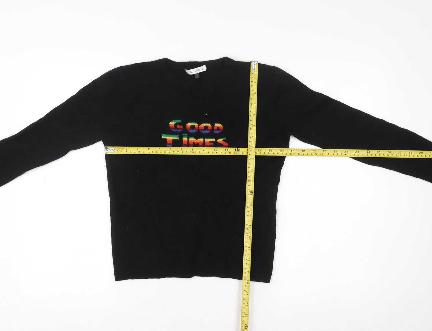 Bella Freud Girls Black Wool Cashmere Pullover Sweatshirt S Good Times