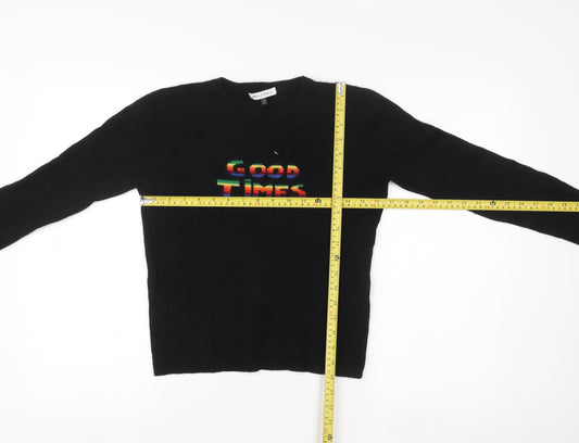 Bella Freud Girls Black Wool Cashmere Pullover Sweatshirt S Good Times