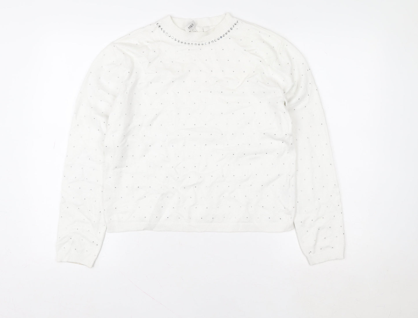 Womens UK Size S Marks and Spencer White Pullover Sweatshirt