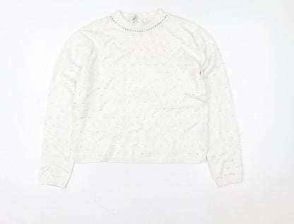 Womens UK Size S Marks and Spencer White Pullover Sweatshirt