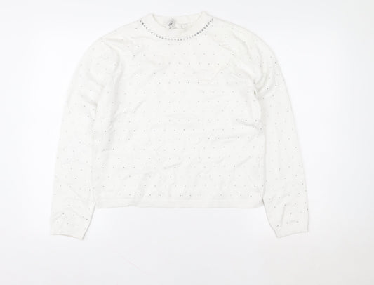 Womens UK Size S Marks and Spencer White Pullover Sweatshirt