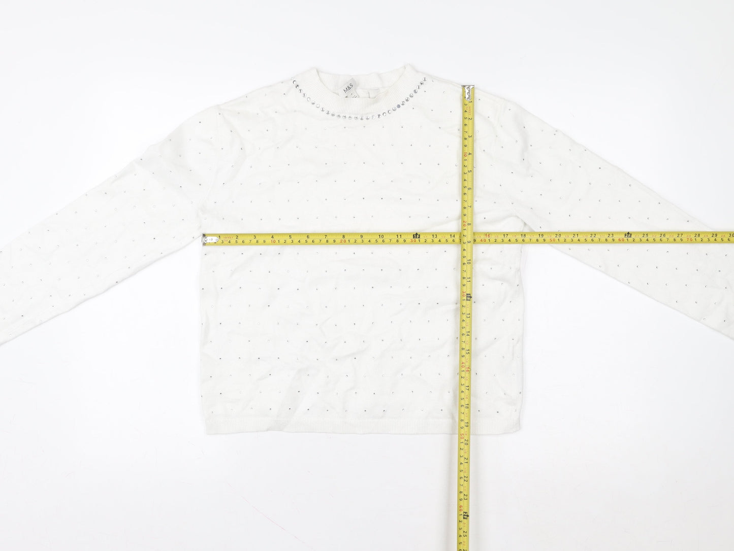Womens UK Size S Marks and Spencer White Pullover Sweatshirt