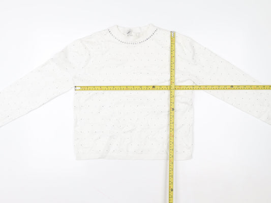 Womens UK Size S Marks and Spencer White Pullover Sweatshirt