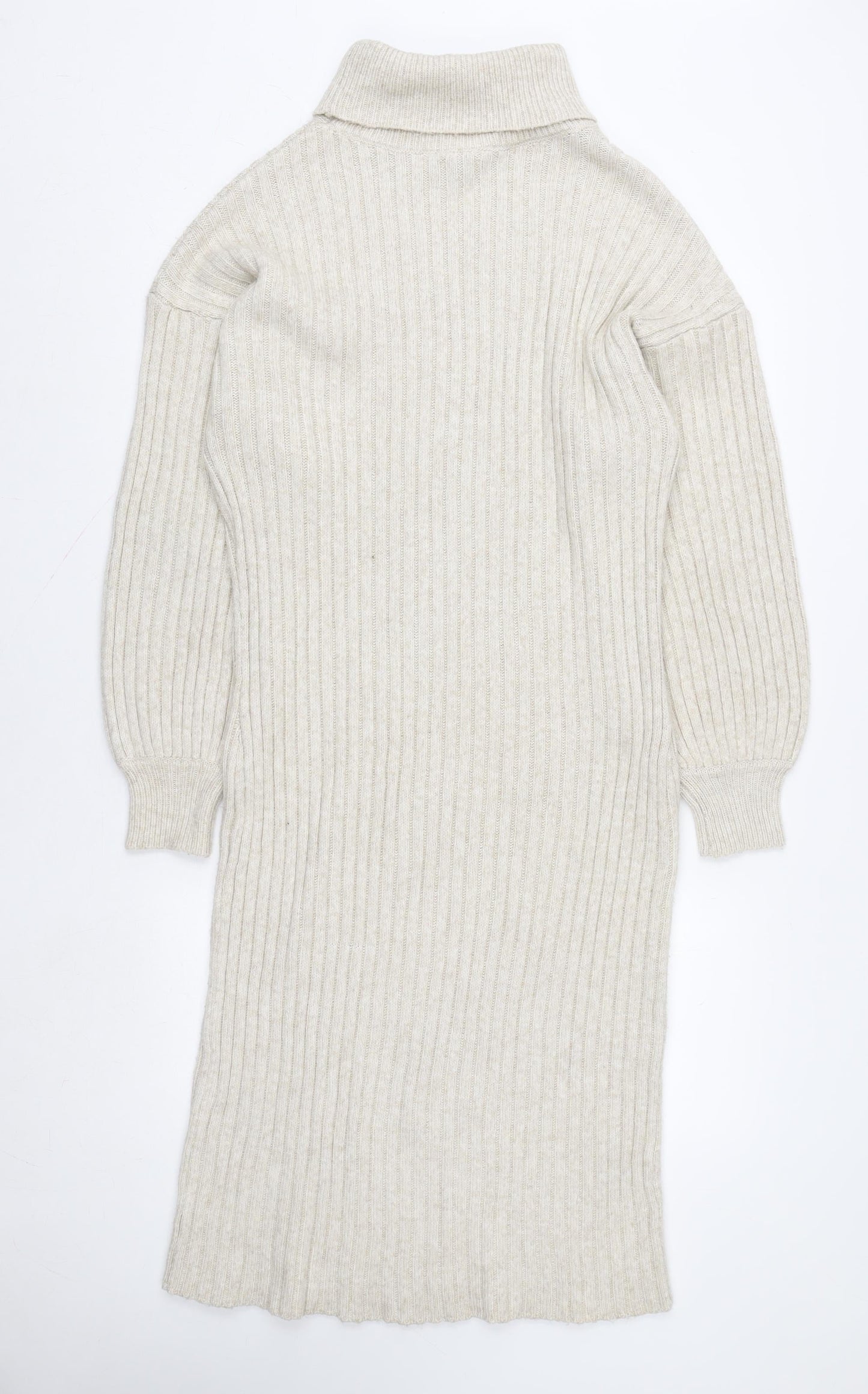 ASOS DESIGN Women’s Beige Roll Neck Knit Sweater Dress Size 10