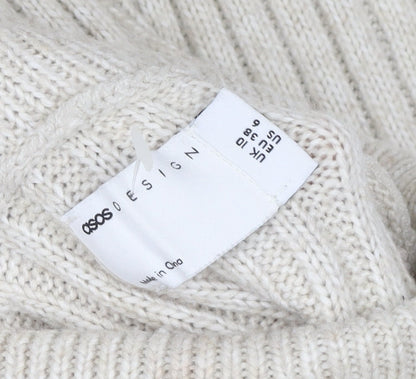 ASOS DESIGN Women’s Beige Roll Neck Knit Sweater Dress Size 10