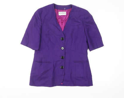 Windsmoor Women's Purple Wool Single-Breasted Short Sleeve Blazer UK 14