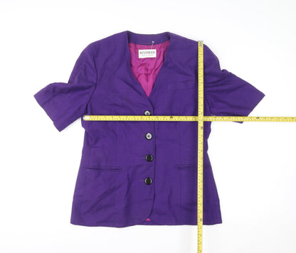 Windsmoor Women's Purple Wool Single-Breasted Short Sleeve Blazer UK 14
