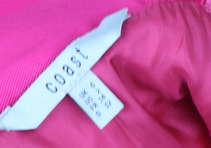 Coast Women's Pink A-Line Midi Skirt Size 10 Satin Finish