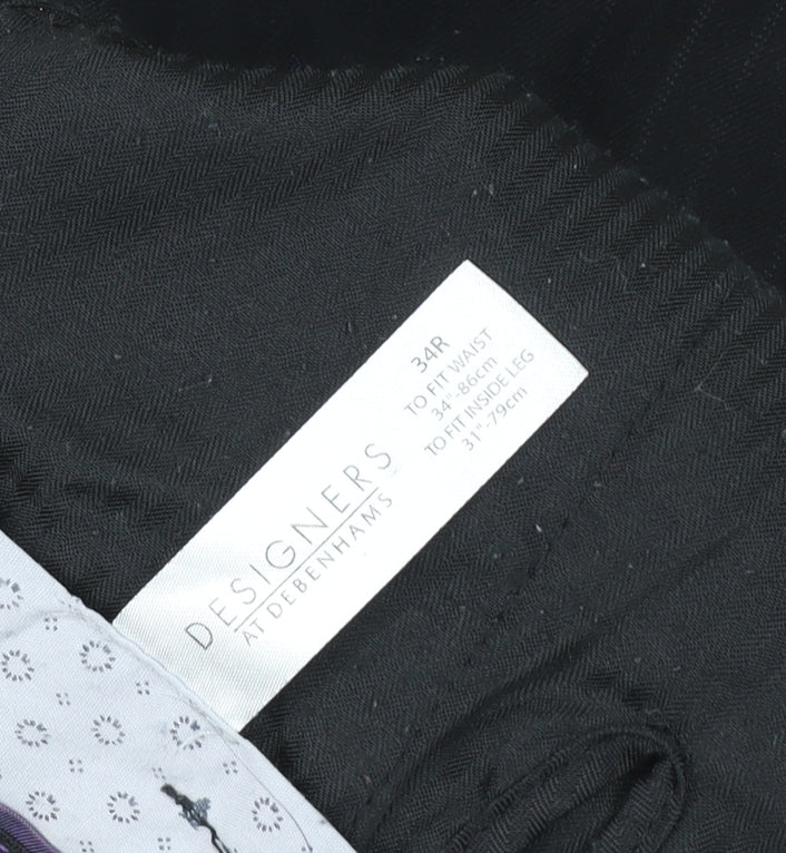 Jeff Banks Men’s Black 34R Straight Leg Dress Trousers