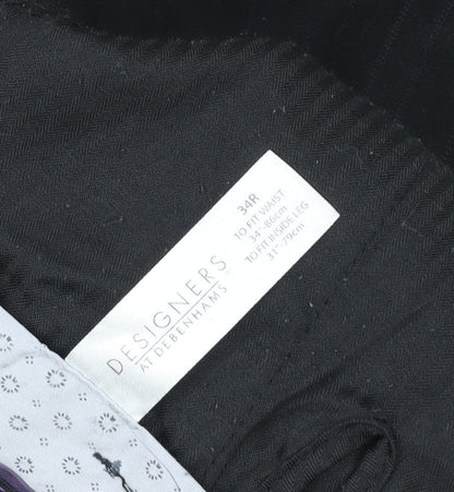 Jeff Banks Men’s Black 34R Straight Leg Dress Trousers