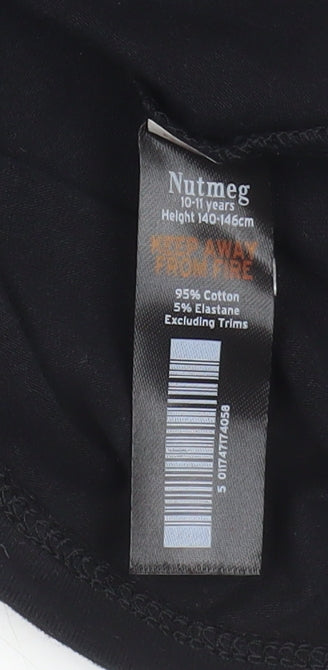 Nutmeg Teens Black Long Sleeve Beaded Crew Neck Cotton Blend Top Size 10