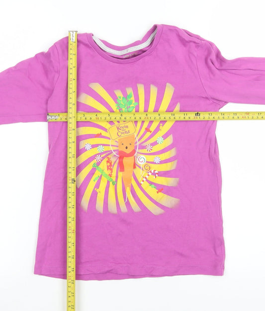 Lily & Dan Girls Pink Kevin the Carrot Long Sleeve Cotton T-Shirt 9-10 Years