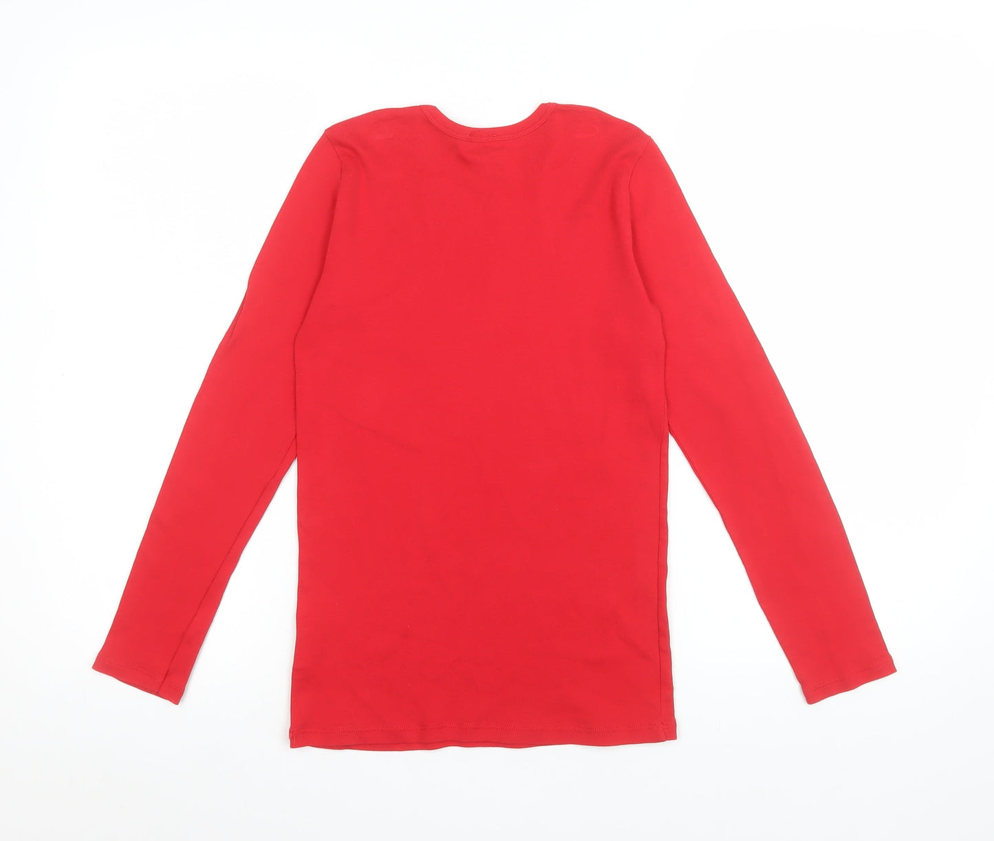 United Colors of Benetton Girls Red Long Sleeve Logo Cotton T-Shirt 11-12 Years