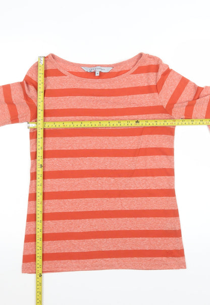 Crew Clothing Co. Women's Orange Striped 3/4 Sleeve Boat Neck Jersey T-Shirt Size 10