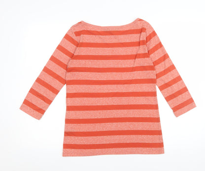 Crew Clothing Co. Women's Orange Striped 3/4 Sleeve Boat Neck Jersey T-Shirt Size 10